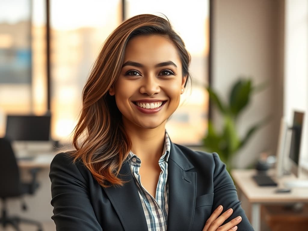 Smiling local business owner at his desk, LeadFlow AI lead generation client